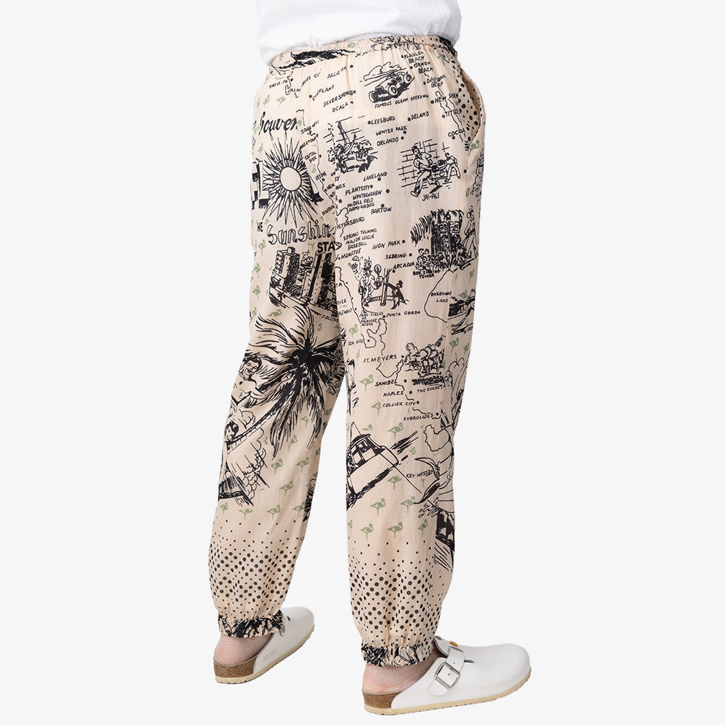 Map Print Pants FLORIDA Natural / BM1377florida-25s-c1