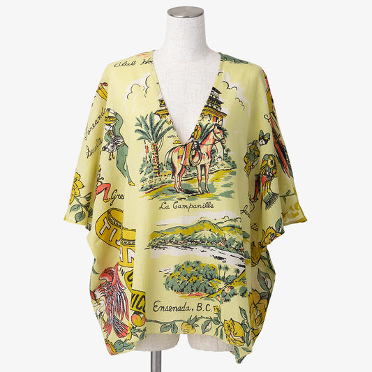 TIJUANA Map Print Poncho Shirt Yellow / BM612map-25s-c2