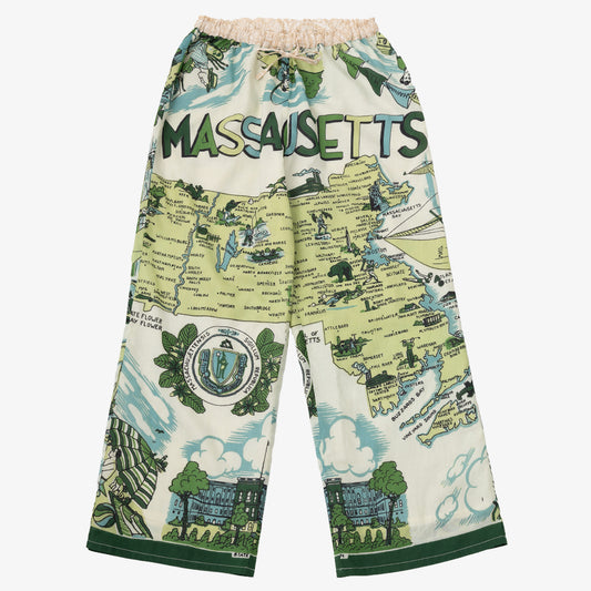 Map Print Easy Pants MASSACHUSETTS Green / BM-80320S25-c1