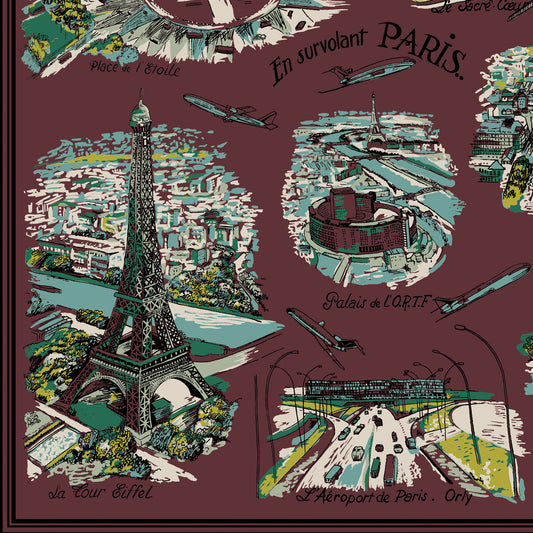 PARIS　(パリス）・マッププリント・バンダナ・Maroon