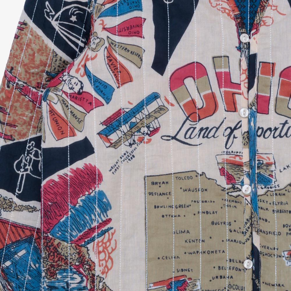 Cotton Quilt V-Neck Shirts / PIM66NC-QT-26fw-c1 OHIO Navy