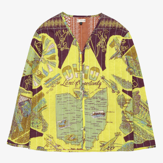 Cotton Quilt V-Neck Shirts / PIM66NC-QT-26fw-c2 OHIO Yellow
