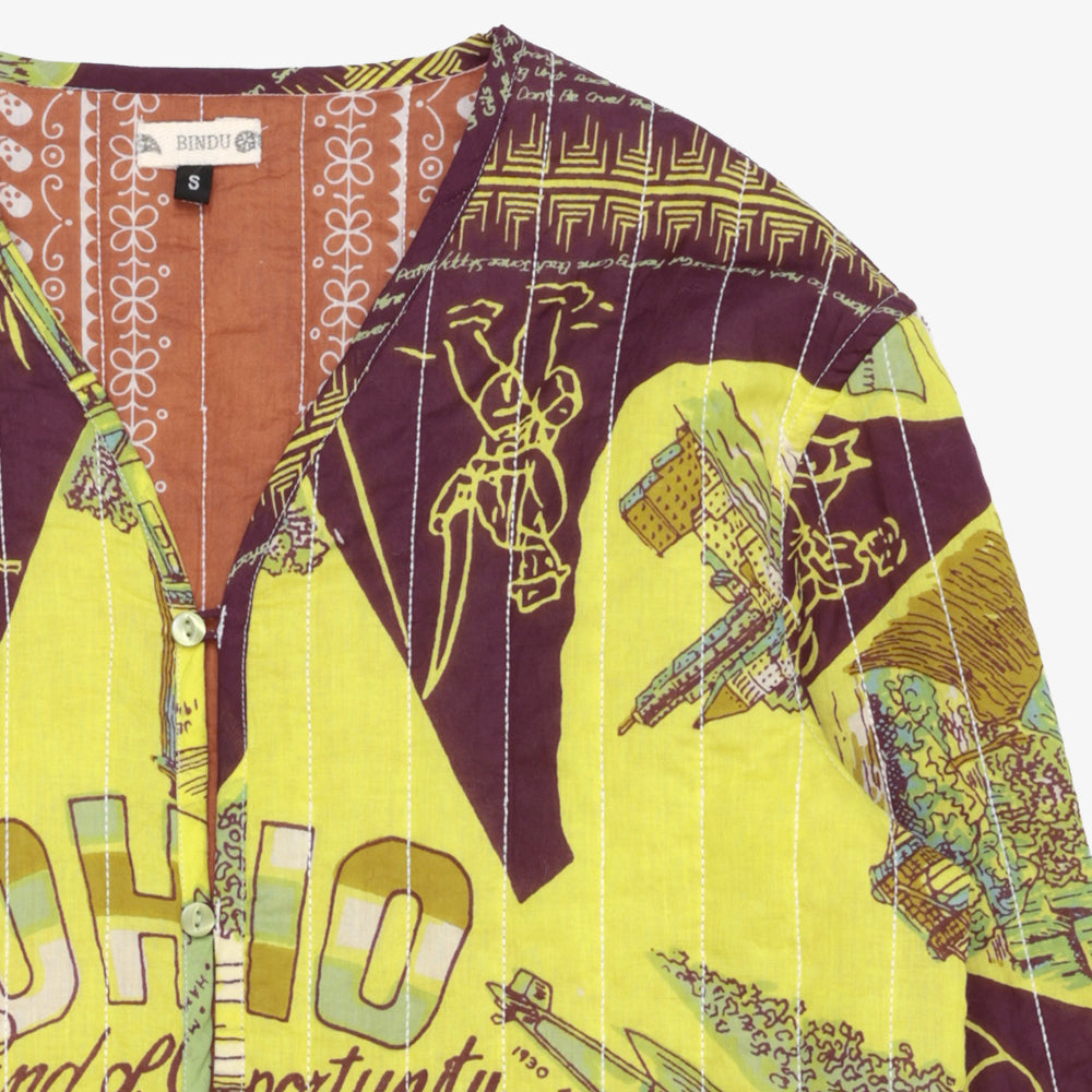 Cotton Quilt V-Neck Shirts / PIM66NC-QT-26fw-c2 OHIO Yellow