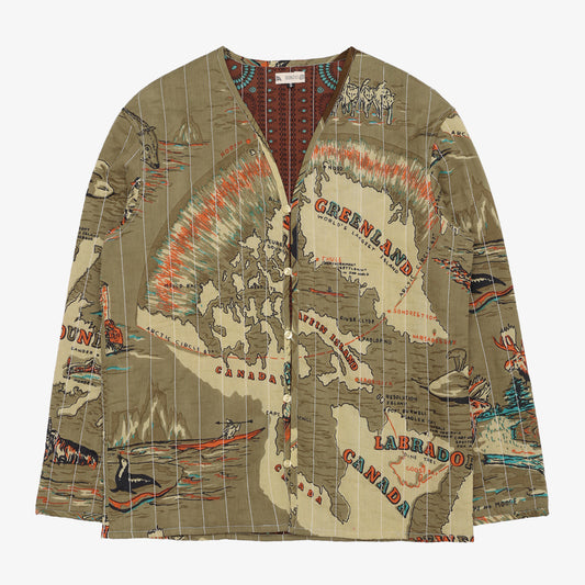 Cotton Quilt V-Neck Shirts / PIM66NC-QT-26fw-c3 GREENLAND Olive