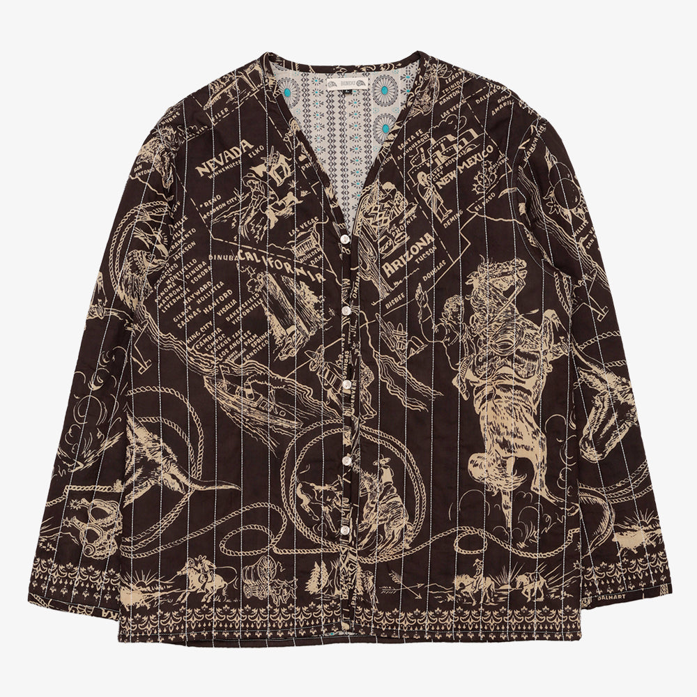 Cotton Quilt V-Neck Shirts / PIM66NC-QT-26fw-c5 MIDWEST Ebony
