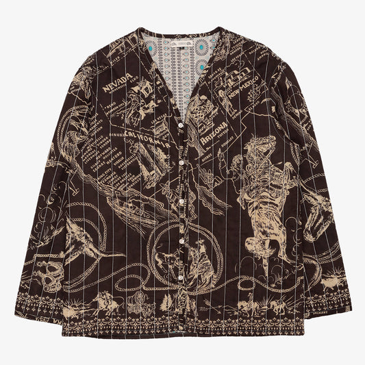 Cotton Quilt V-Neck Shirts / PIM66NC-QT-26fw-c5 MIDWEST Ebony