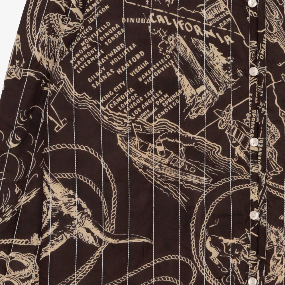 Cotton Quilt V-Neck Shirts / PIM66NC-QT-26fw-c5 MIDWEST Ebony