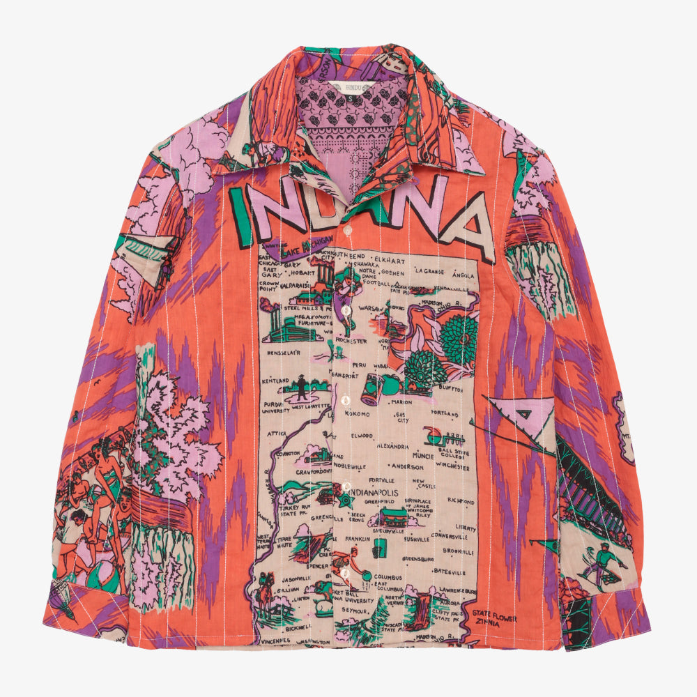 Cotton Quilt Open Collar Shirts / PIM66QT-26fw-c4 INDIANA Pink