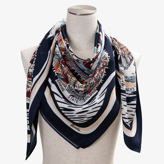 New York Polyester Map Scarf Navy / TB1Newyork100-c1