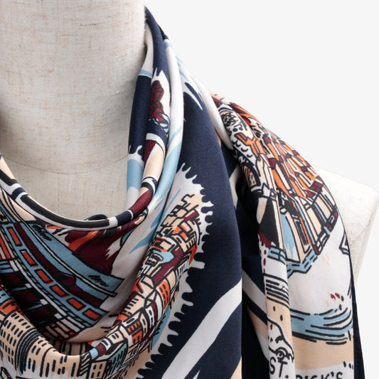New York Polyester Map Scarf Navy / TB1Newyork100-c1