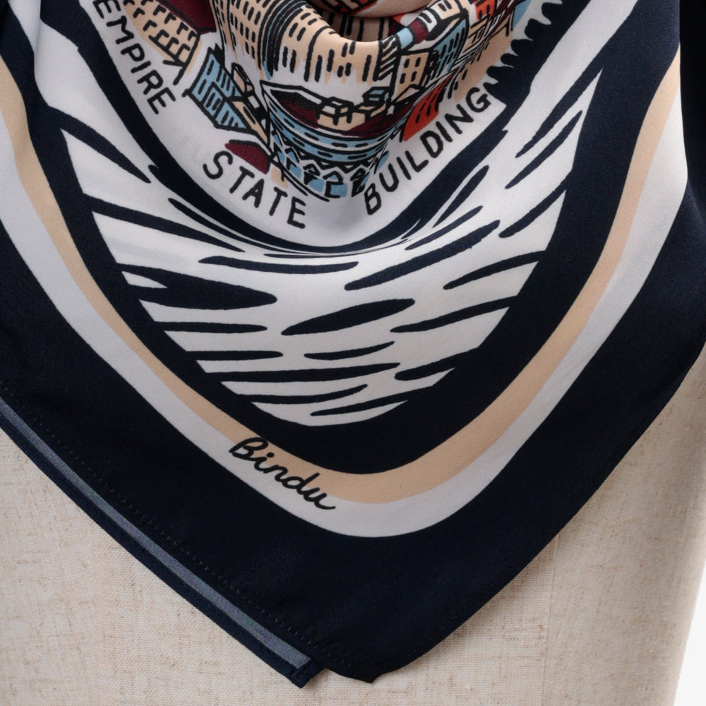 New York Polyester Map Scarf Navy / TB1Newyork100-c1 – Bindu Web Shop