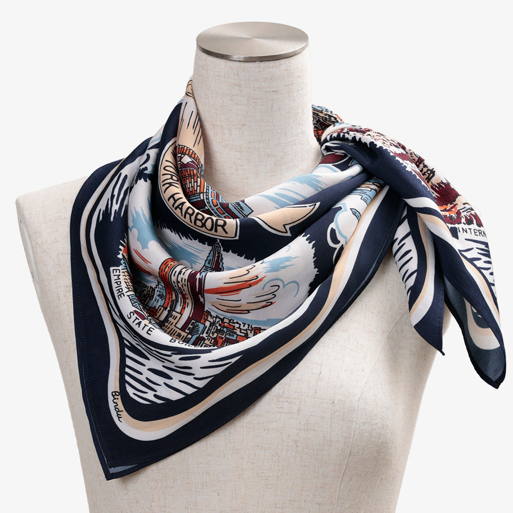 New York Polyester Small Scarf Navy / TB1Newyork70-c1