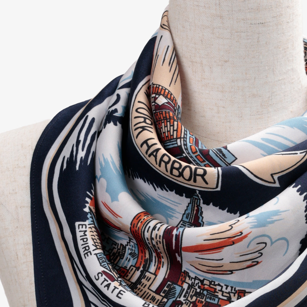New York Polyester Small Scarf Navy / TB1Newyork70-c1