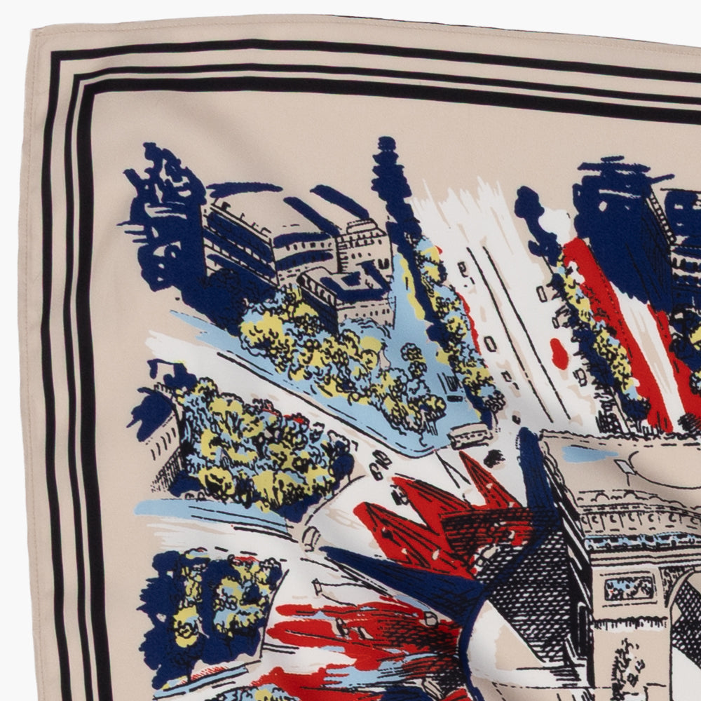 Paris Polyester Map Scarf Natural / TB1Paris100-c1