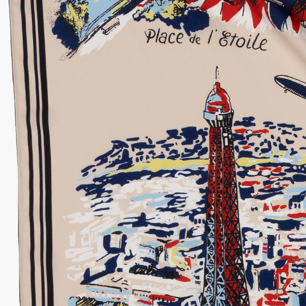 Paris Polyester Map Scarf Natural / TB1Paris100-c1