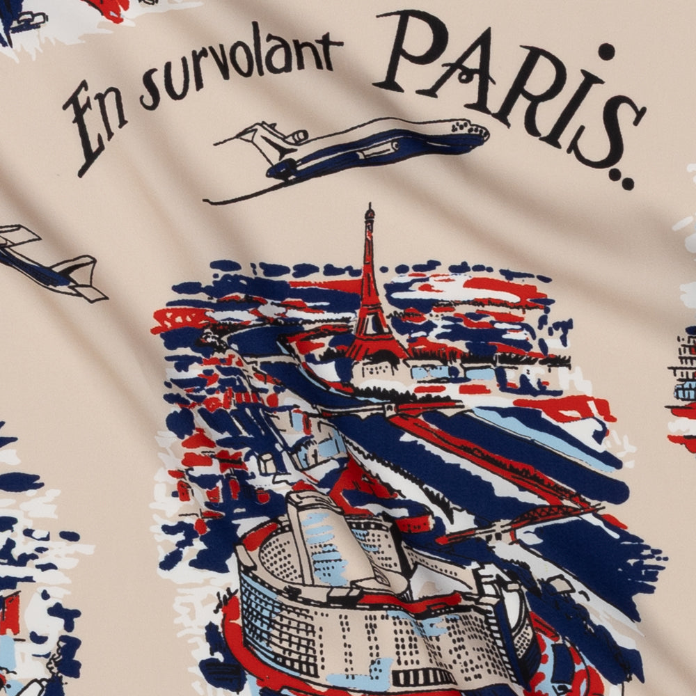 Paris Polyester Map Scarf Natural / TB1Paris100-c1