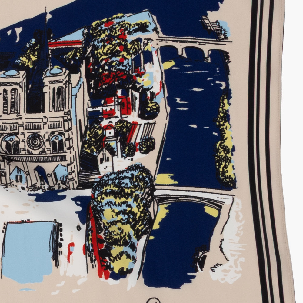 Paris Polyester Map Scarf Natural / TB1Paris100-c1