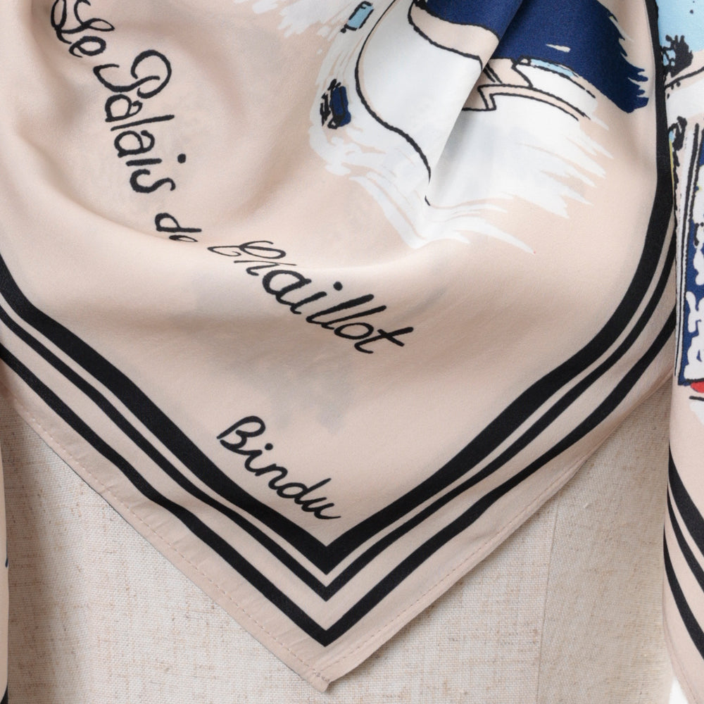 Paris Polyester Map Scarf Natural / TB1Paris100-c1