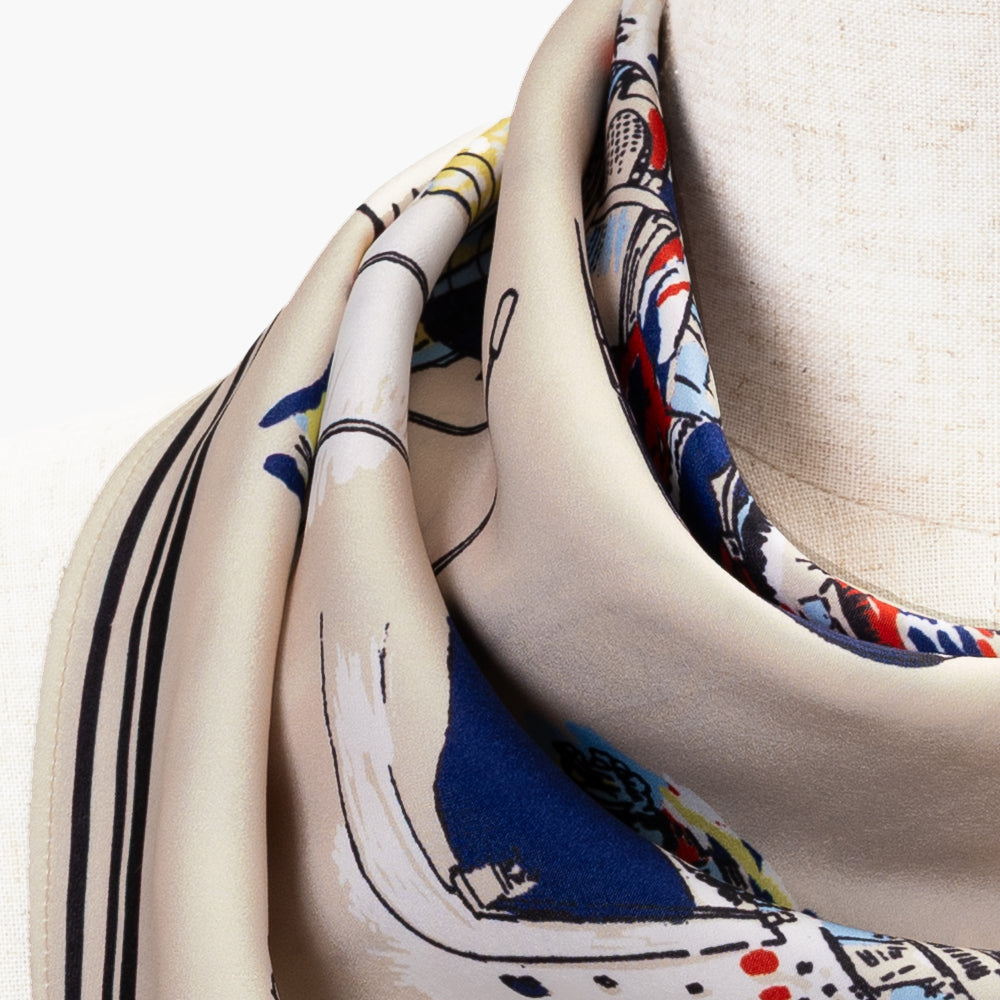 Paris Polyester Small Scarf Natural / TB1paris70-c1