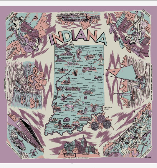 インディアナマップ・スカーフlavender