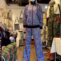African Print Track Pants-Casette Tape